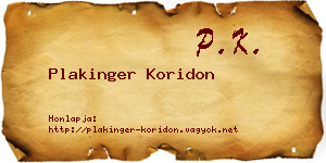 Plakinger Koridon névjegykártya